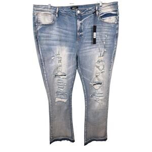 NovaMen Denim Jeans Men Size 42 Undercover Slim Stacked Flare Distressed MidRise